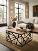 KADIMA DESIGN Industrial-Stil Couchtisch, Sheesham Holz, 60x60 cm, Metallgestell