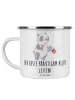 Mr. & Mrs. Panda Camping Emaille Tasse Bester Bräutigam mit Spruch in Weiß