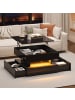 ABRIHOME Anhebbarer Couchtisch Sofatisch mit LED und Stauraum 65 x 65 x 38.5 cm 