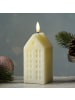 MARELIDA LED Kerze Haus Echtwachskerze in Hausform H: 15cm in creme