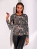 creation L Langarmshirt in schwarz-sand-bedruckt