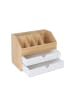 relaxdays Schreibtisch Organizer in Natur/Weiß - (B)24 x (H)19 x (T)14 cm