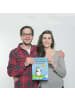 Mr. & Mrs. Panda Wandbild Pinguin Surfer mit Spruch in Eisblau
