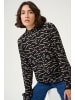 Kaffe Langarm-Bluse KAluna Regular fit in Black/Beige Abstract Print