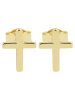 Adeliás Damen Ohrstecker Kreuz aus 925 Silber in gold