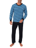 NORMANN Frottee Schlafanzug lang Pyjama RingelMuster - 82368 in marine
