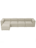 58 aufm Kessel SOFA 4-Sitzer mit Hocker links Kattrina Flachgewebe creme