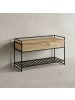 KADIMA DESIGN Flurbank mit Stauraum | Mango Massiv/Metall, 90x52cm, Braun in Beige