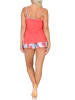 NORMANN Ärmellose Spaghetti Träger Shorty Pyjama floralem print in rot