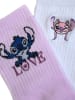 Lilo & Stitch 2er Pack Disney Lilo & Stitch Socken LOVE Sneaker Strümpfe in weiss/rosa
