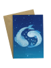 Mr. & Mrs. Panda Beileidskarte Sternzeichen Fische ohne Spruch in Sternenhimmel Blau