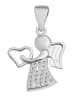 Adeliás Damen Anhänger – Engel Herzanhänger aus 925 Silber mit Zirkonia in silber