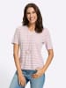 WITT WEIDEN V-Shirt in ecru-mauve-gemustert