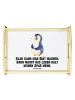Mr. & Mrs. Panda Holz Tablett Pinguin Diät mit Spruch in Weiß