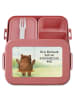 Mr. & Mrs. Panda Lunch Box Bär Schaukel Design mit Spruch in Rot Pastell