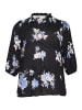KAFFE curve Langarm-Bluse KCedina Regular fit in Black / Blue Flower Print