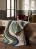KADIMA DESIGN Wollteppich fussbodenheizung-geeignet EFFRA Wellen-Swirl retro in Erdtöne-Grün