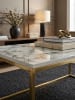 KADIMA DESIGN Couchtisch in Marmor-Optik mit Metallbeine, rechteckig, 100x60x40 cm in Weiß