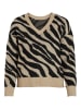Vila Kuscheliger Strickpullover Jacquard Zebra Animal Muster VIRIL FEAMI in Beige
