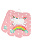 Mr. & Mrs. Panda 2er Set Topflappen  Einhorn Regenbogen ohne Spruch in Rot Pastell