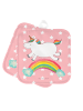 Mr. & Mrs. Panda Topflappen Einhorn Regenbogen ohne Spruch in Rot Pastell