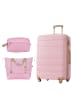ABRIHOME 3er Koffer Set Hartschalenkoffer 68 cm mit 4 Rollen und TSA, Rosa