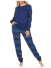NORMANN Langarm Schlafanzug Pyjama Bündchen Ethnolook - 87065 in marine