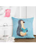 Mr. & Mrs. Panda Sofa Kissen Pinguin Buch ohne Spruch in Eisblau