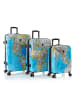 Heys Black Camo 4 Rollen Kofferset 3-teilig mit Dehnfalte world map