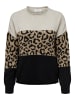 ONLY Eleganter Pullover mit modernem Animal-Print und Farbblock-Design in Braun