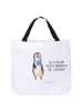 Mr. & Mrs. Panda Damen Schultertasche Pinguin Lolli mit Spruch in Weiß