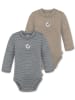 Normani Outdoor Sports 2er Pack Baby Merino Langarmbody Tuai in Grau/Beige