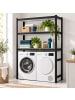 relaxdays Waschmaschinenregal in Schwarz - (B)130 x (H)180 x (T)40 cm