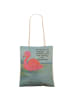 Mr. & Mrs. Panda Henkeltasche Flamingo Classic Design mit Spruch in Weiß