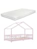 en.casa Kinderbett Treviolo mit Matratze in Rosa Weiß (L)200cm (B)90cm