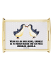 Mr. & Mrs. Panda tablett aus holz Pinguine Kuss mit Spruch in Grau Pastell