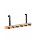 relaxdays Türgarderobe "6 Haken" in Schwarz/ Natur - (B)40 x (H)17 x (T)7 cm