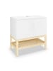 relaxdays Waschbeckenunterschrank in Weiß/ Natur - (B)60 x (H)60,5 x (T)33 cm