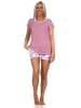 NORMANN kurzarm Schlafanzug Shorty Pyjama Streifen - 85348 in rot