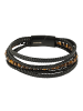 Adeliás Herren Armband – Lederarmband aus Leder mit Tigerauge 17 cm in schwarz