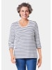 GOLDNER Kurzgröße:  Jerseyshirt mit Rundhals in weiß / marine / geringelt