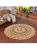 Pergamon Naturfaser Teppich Jute Salsa Ethno Rund in Beige Anthrazit