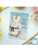Mr. & Mrs. Panda Postkarte Pinguin Karate Design mit Spruch in Weiß