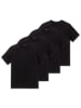 Schiesser T-Shirt 4er Pack in Schwarz