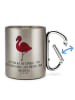 Mr. & Mrs. Panda Edelstahlbecher Flamingo Classic mit Spruch in Silber