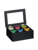 relaxdays Teebox in Schwarz - (B)21,5 x (H)9 x (T)16 cm