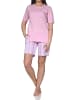 NORMANN Schlafanzug Shorty kurzarm Streifenoptik Übergrösse in rosa