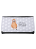 Mr. & Mrs. Panda Damen Portemonnaie Faultier Zufrieden mit Spruch in Grau Pastell