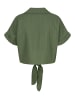 Cloud5ive Cloud5ive Crop Bluse mit Knopfleiste und Knoten in military green