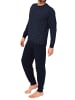 NORMANN Langarm Schlafanzug Pyjama Bündchen Minimalprint in navy